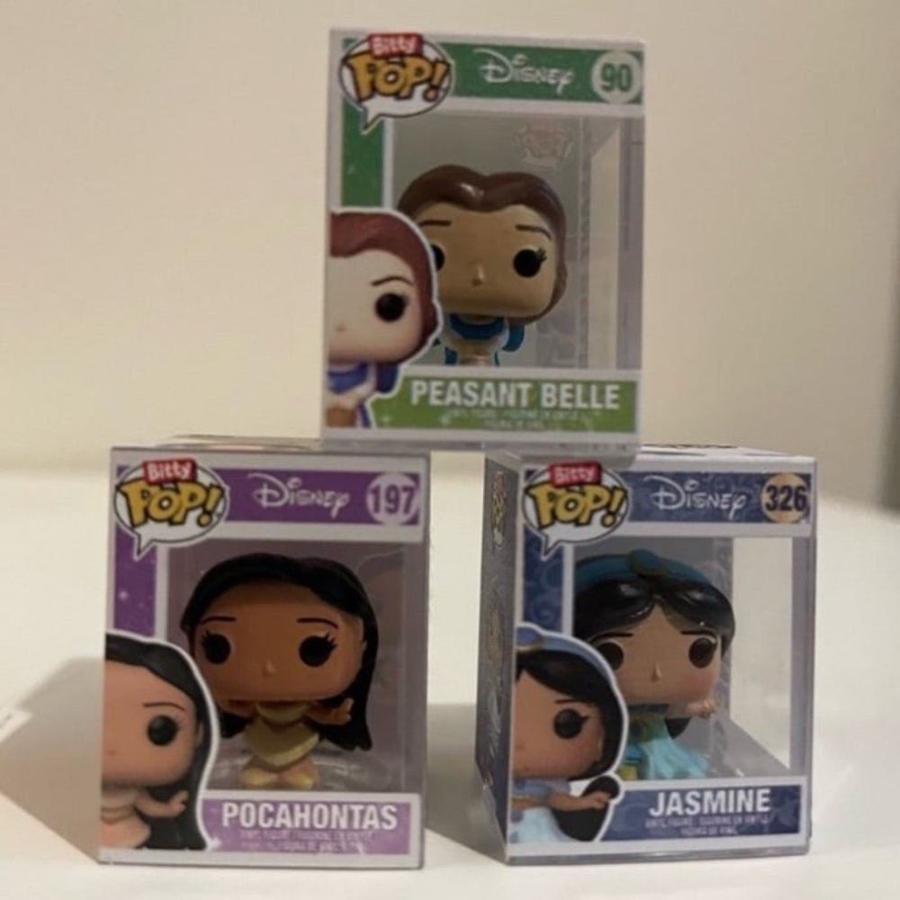 Funko Bitty Pop Disney Princesses Peasant Belle Pocahontas Jasmine 0.9” 2.2 Cm